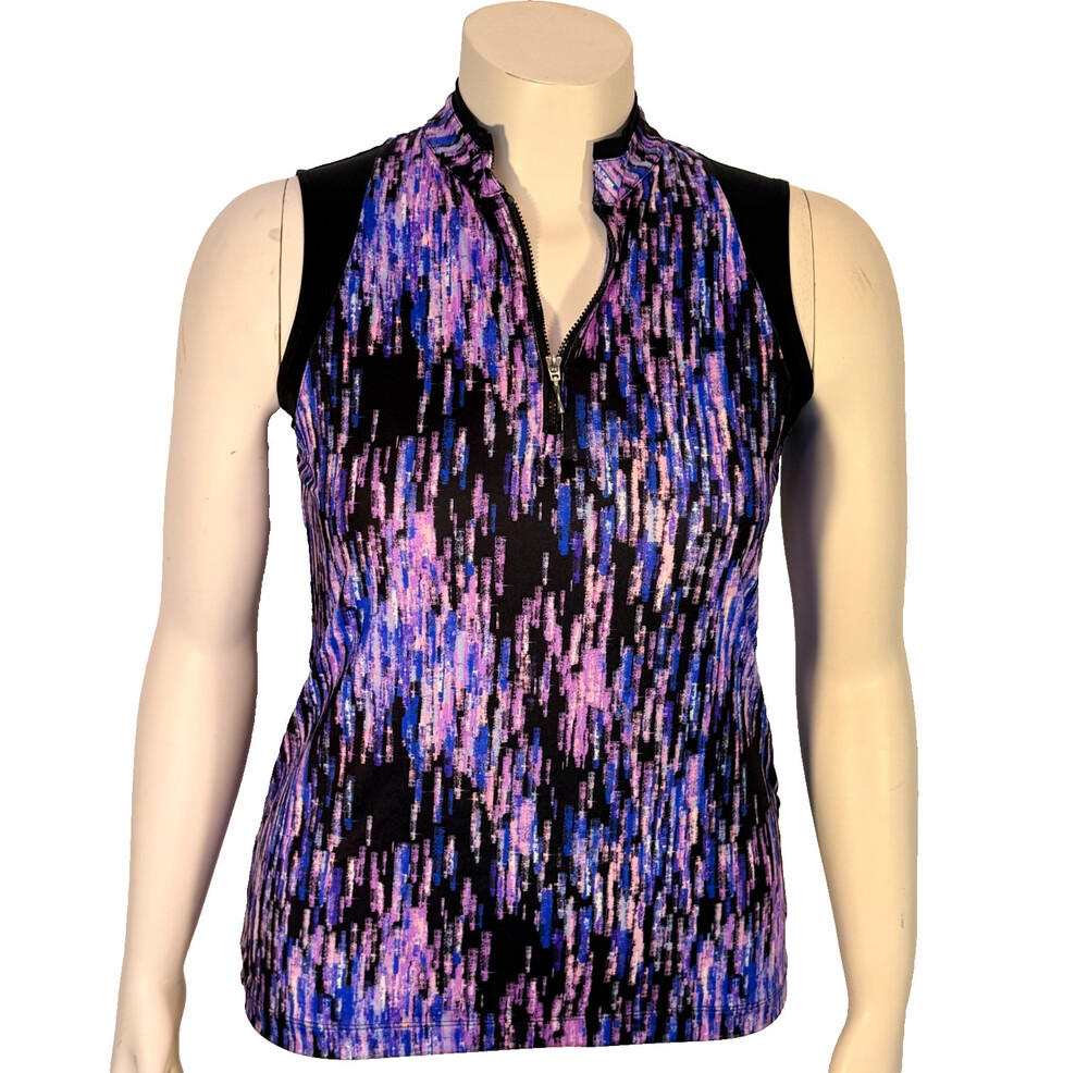 EP New York 1/4 Zip Golf Tank Top Women's M Purple Blue Pink Abstract Stretch